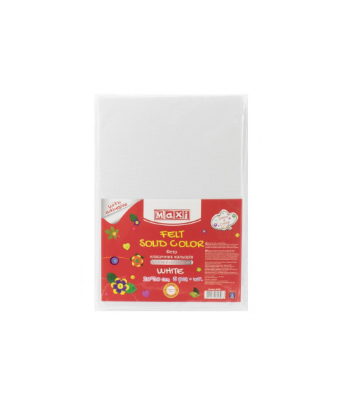 Fetru autoadeziv, 20x30cm, 180g/m2, alb, 5 foi, MAXI